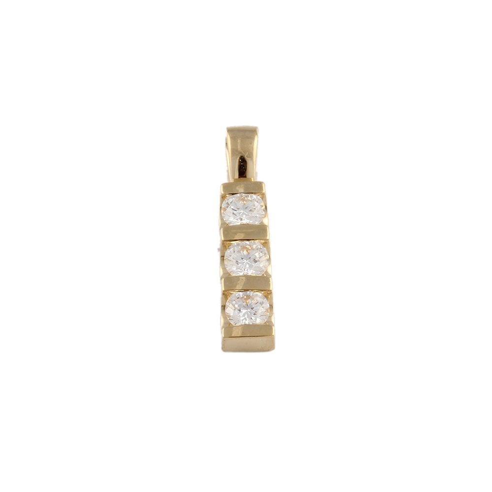 9ct Yellow Gold 0.51ct Round Brilliant Cut Diamonds Three Stone Pendant