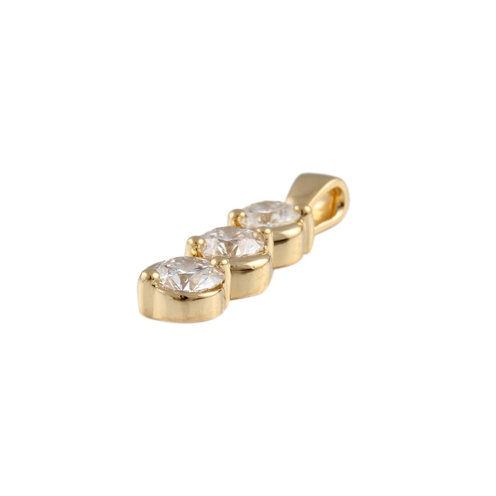 9ct Yellow Gold 1.06ct Round Brilliant Cut Diamonds Three Stone Pendant