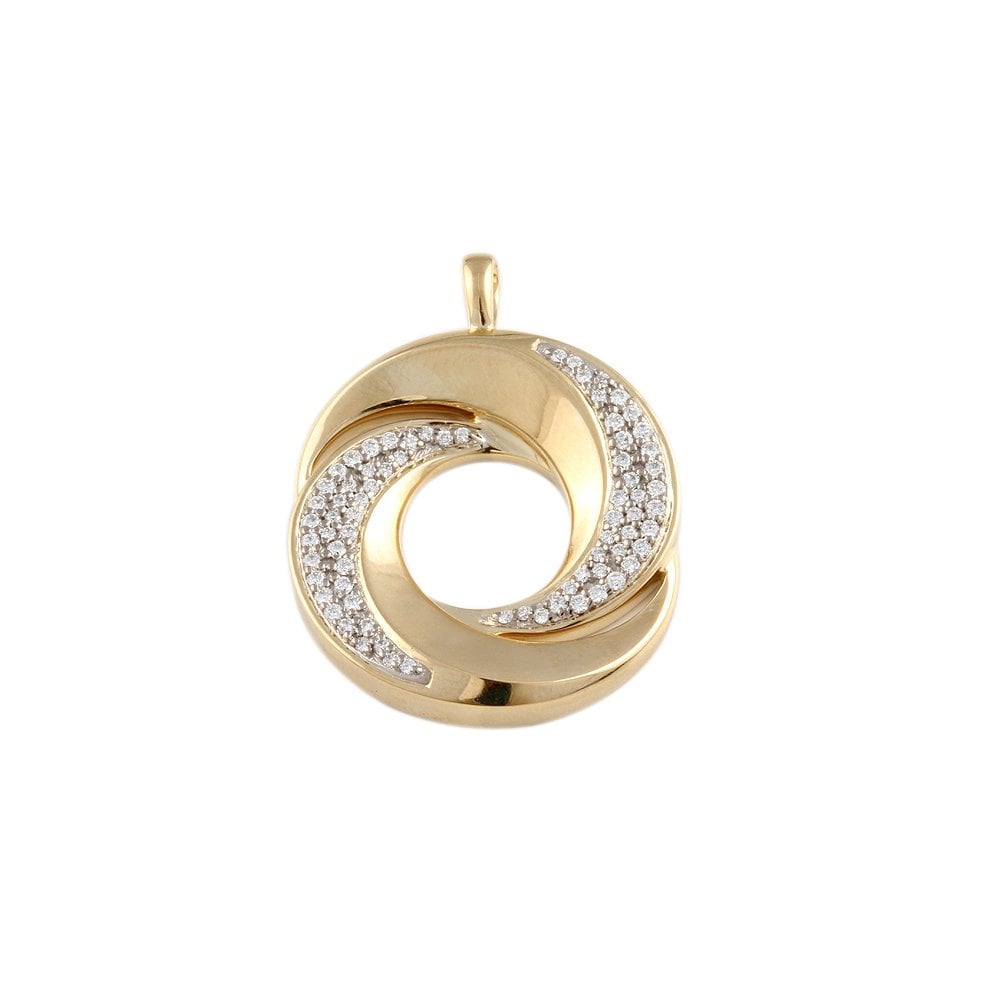 9ct Yellow Gold 0.59ct Round Brilliant Cut Diamonds Fancy Circle Pendant