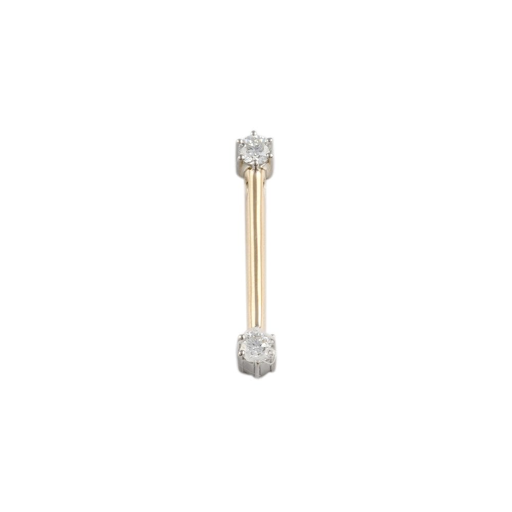 9ct Yellow and White Gold 0.45ct Round Brilliant Cut Diamonds Two Stone Bar Pendant