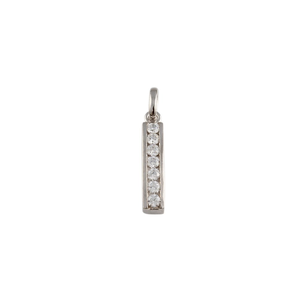 9ct White Gold 0.70ct Round Brilliant Cut Diamonds Bar Pendant