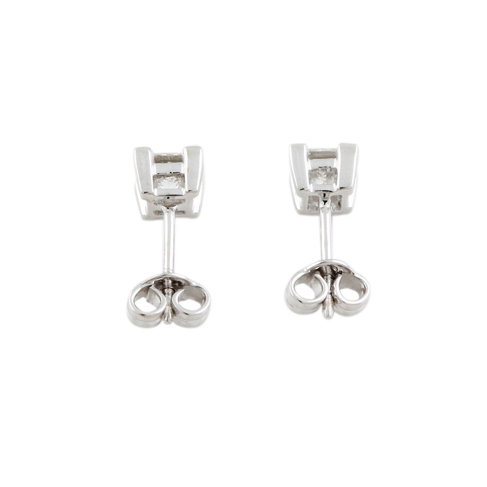 9ct White Gold 1.02ct Princess Cut Diamond Solitaire Stud Earrings