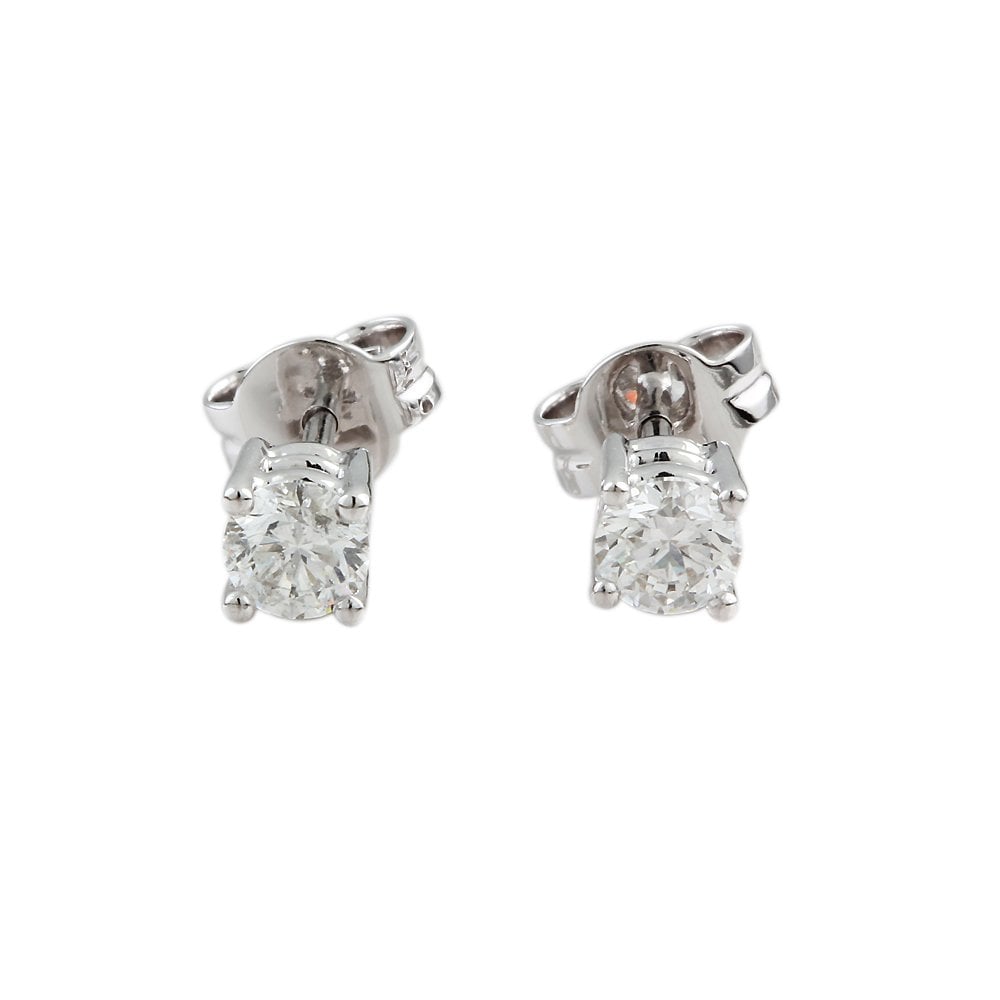 9ct White Gold 0.76ct Round Brilliant Cut Diamond Solitaire Stud Earrings