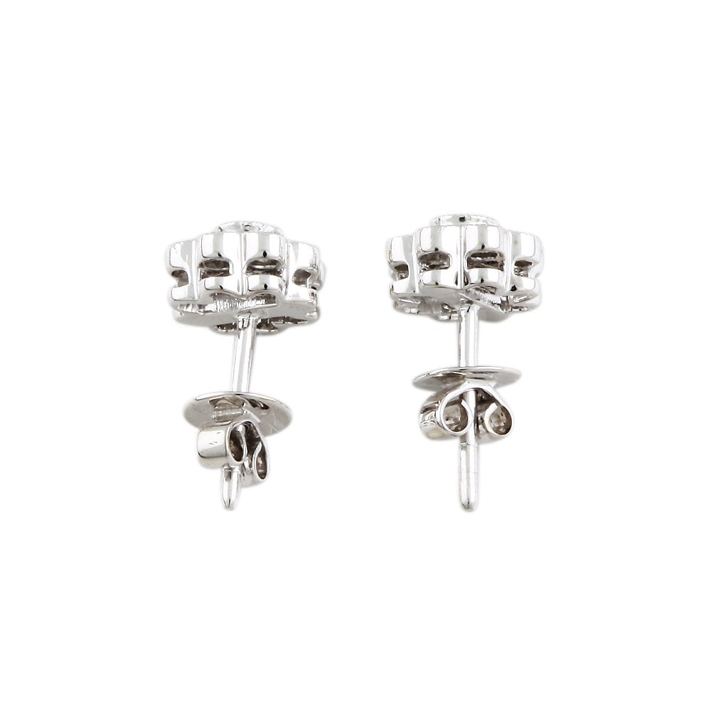 9ct White Gold 0.45ct Round Brilliant Cut Diamond Flower Cluster Earrings