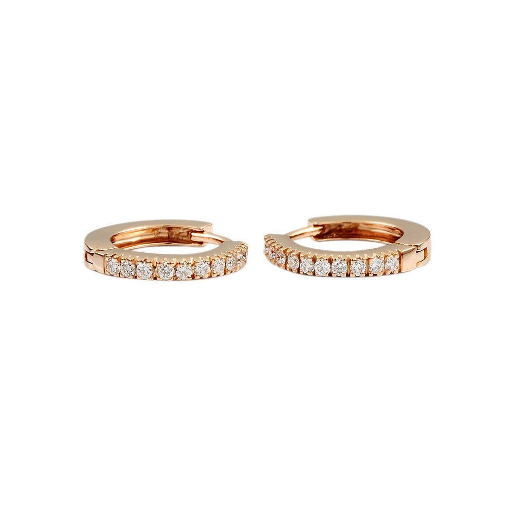 9ct Rose Gold 0.20ct Round Brilliant Cut Diamond Hoop Earrings