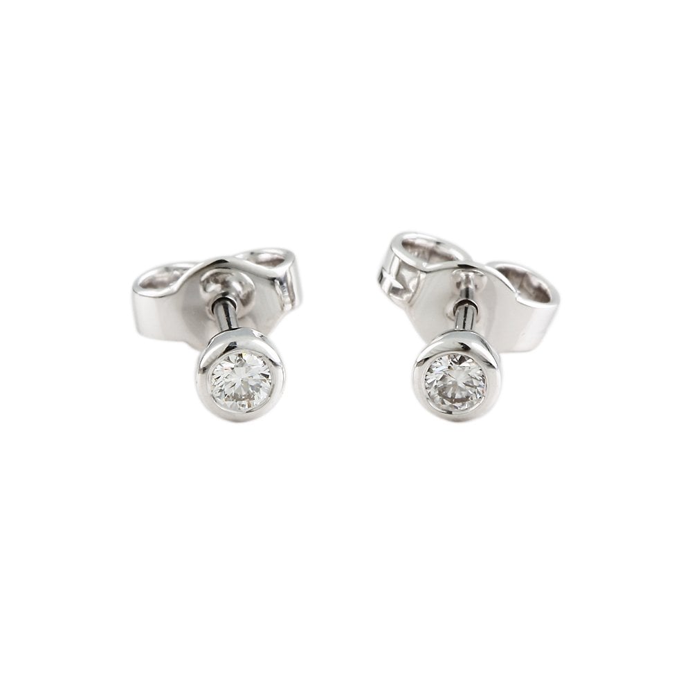 9ct White Gold 0.20ct Round Brilliant Cut Diamond Solitaire Stud Earrings