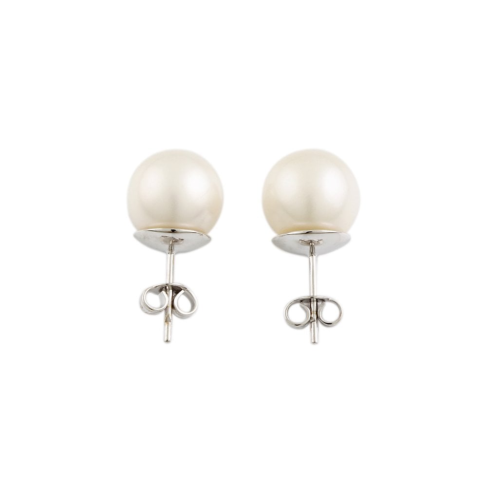 White Gold 12mm Freshwather Pearl Stud Earrings