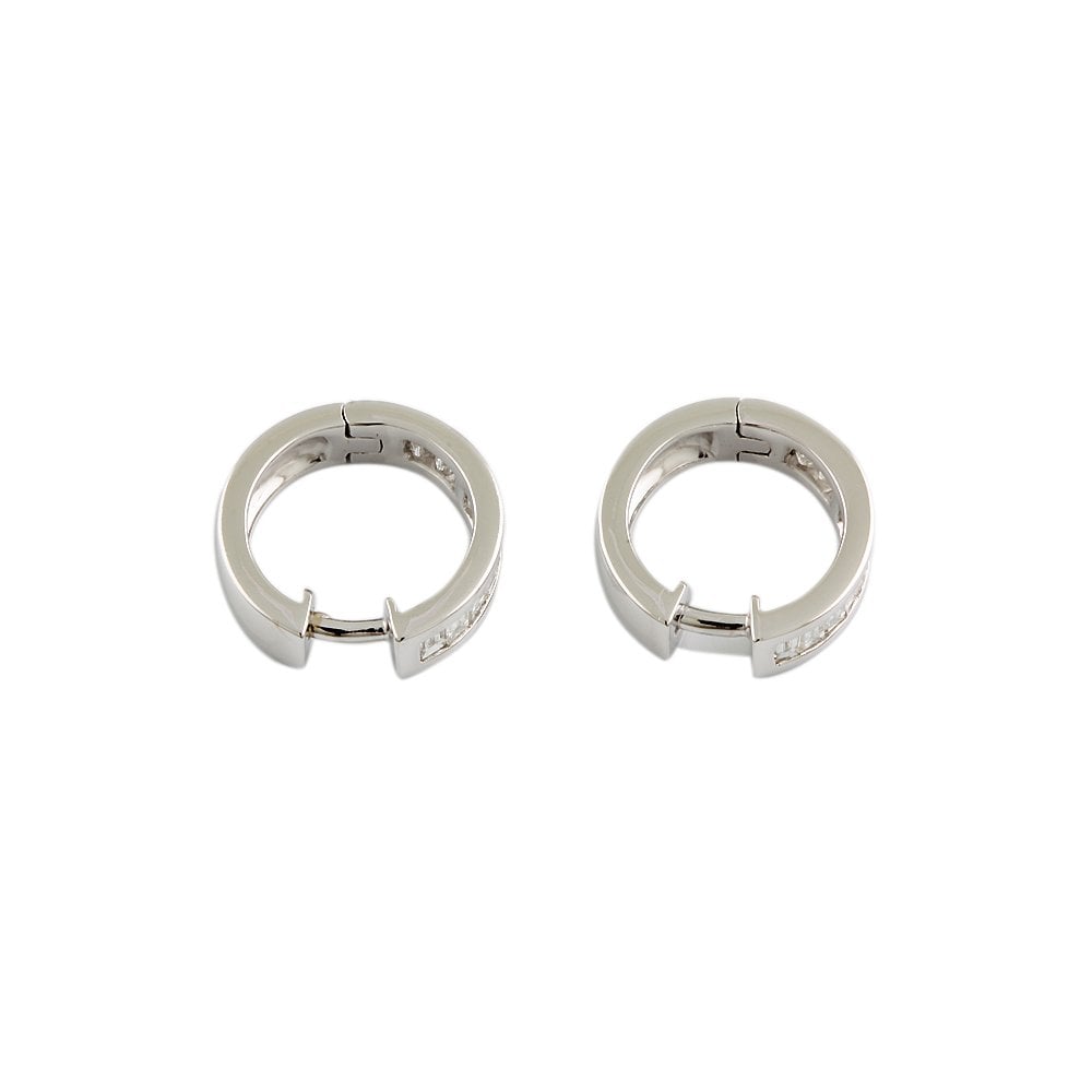 White Gold 0.71ct Baguette Diamonds Hoop Earrings