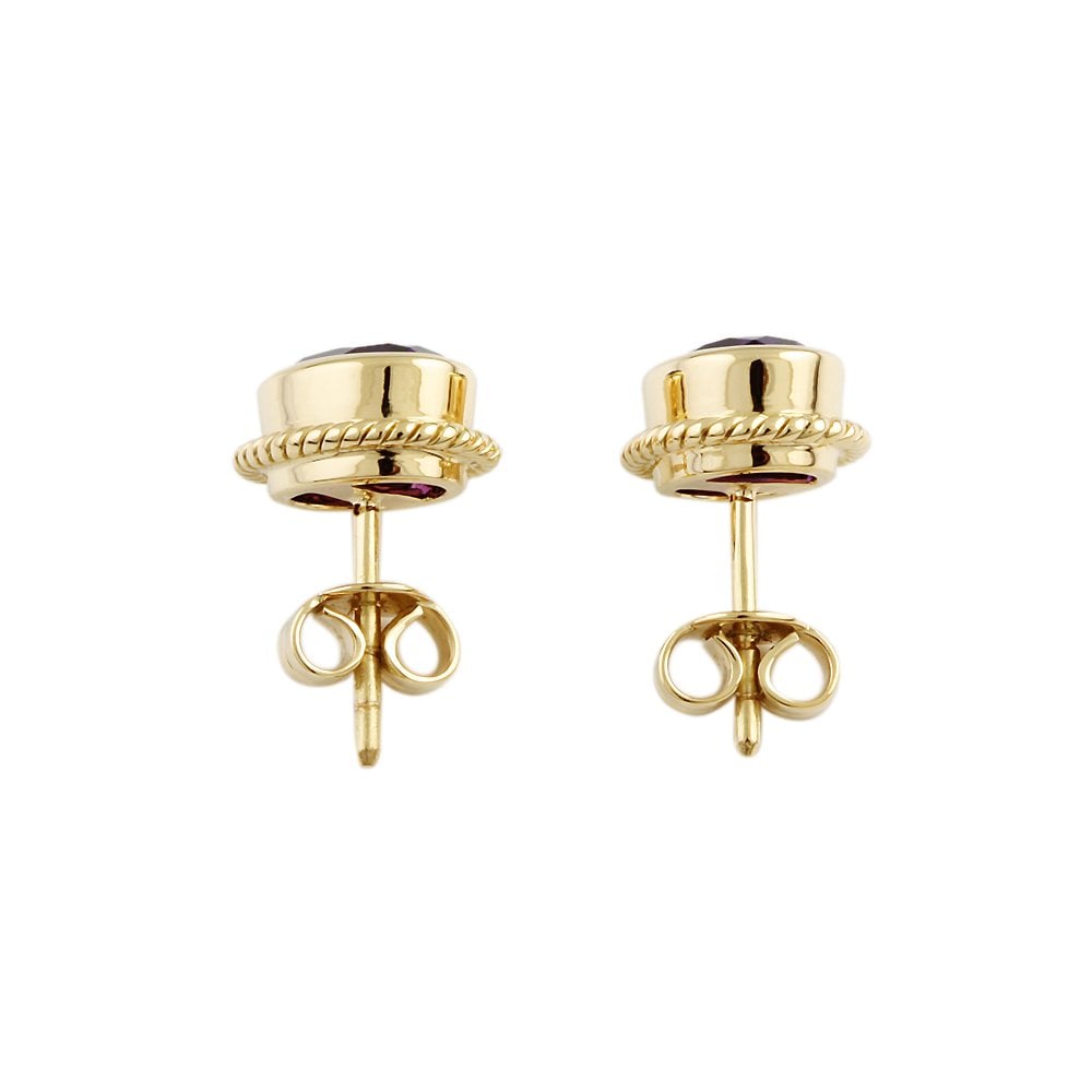 Yellow Gold 2.00ct Oval Amethyst Single Stone Stud Earrings