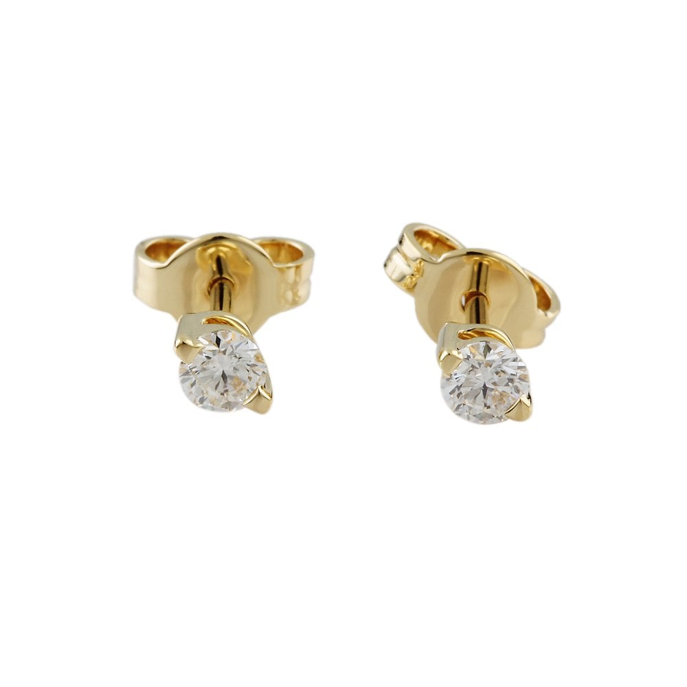 Yellow Gold 0.37ct Round Brilliant Cut Diamond Solitaire Stud Earrings