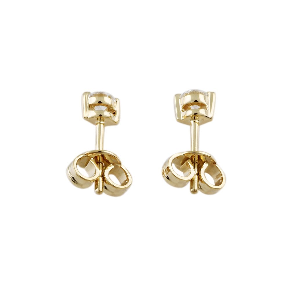 Yellow Gold 0.37ct Round Brilliant Cut Diamond Solitaire Stud Earrings