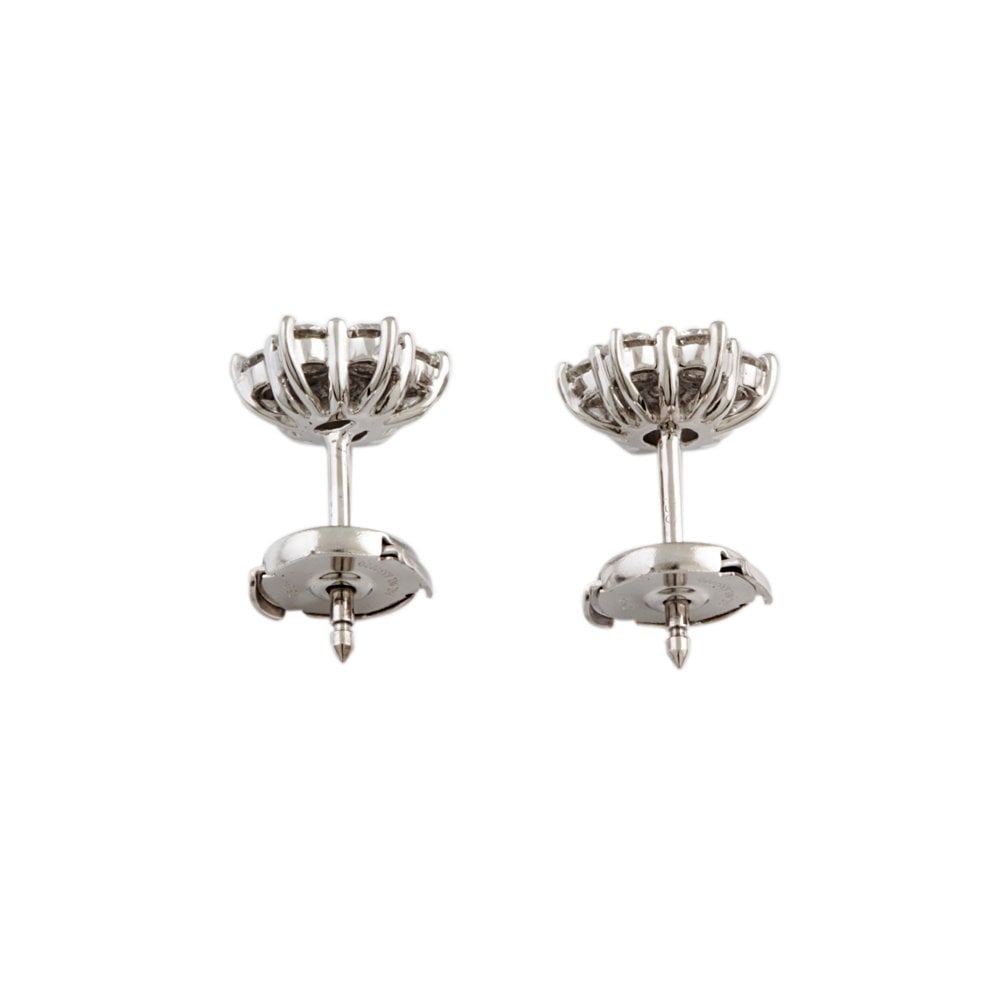 White Gold 1.18ct Round Brilliant Cut Diamond Cluster Earrings
