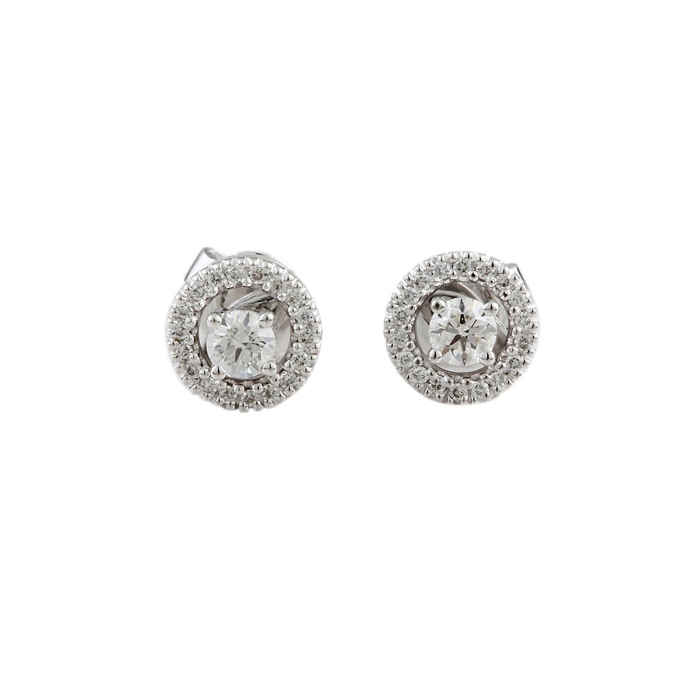 White Gold 0.57ct Round Brilliant Cut Diamond Cluster Earrings