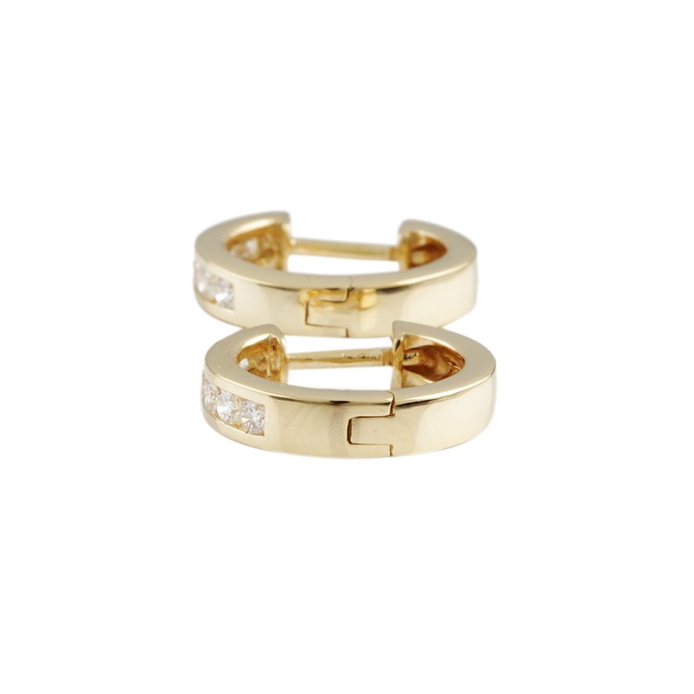 Yellow Gold 0.37ct Round Brilliant Cut Diamonds Hoop Earrings