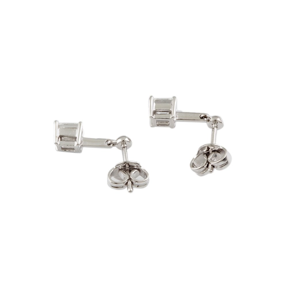 White Gold 0.60ct Emerald Cut Diamond Single Stone Drop Earrings