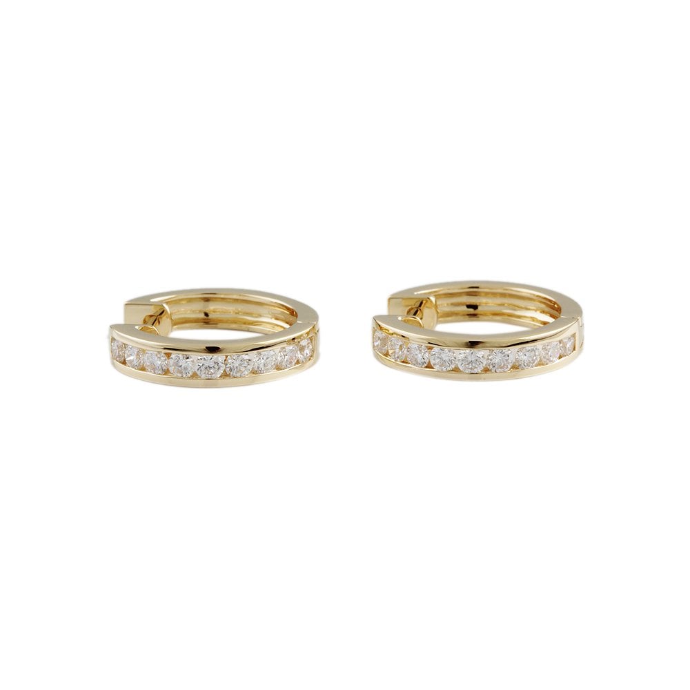 Yellow Gold 0.75ct Round Brilliant Cut Hoop Earrings