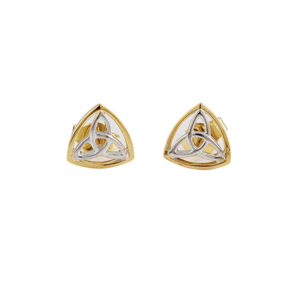 Yellow White Gold Stud Earrings