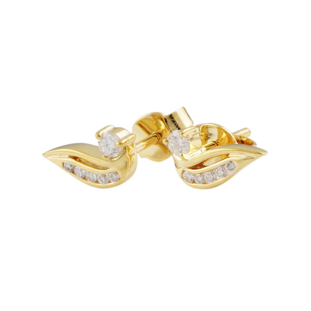 Yellow Gold 0.28ct Round Brilliant Cut Diamond Stud Earrings