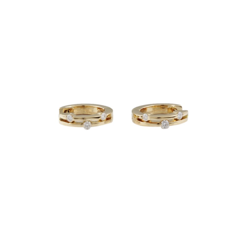 Yellow Gold 0.15ct Round Brilliant Cut Hoop Earrings