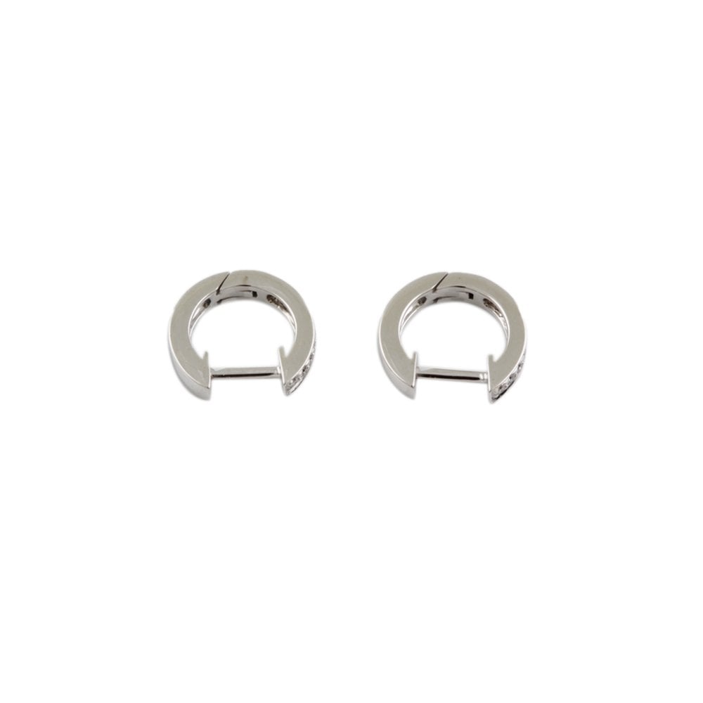 White Gold Round Brilliant Cut Hoop Earrings total weight 0.13ct