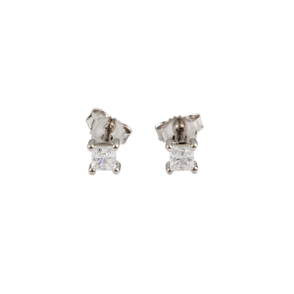 White Gold 0.50ct Princess Cut Diamond Solitaire Stud Earrings