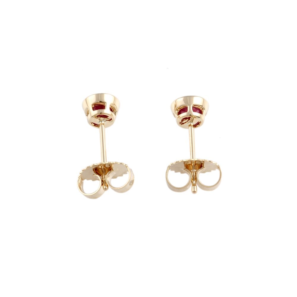 Yellow Gold 0.50ct Round Ruby Single Stone Stud Earrings