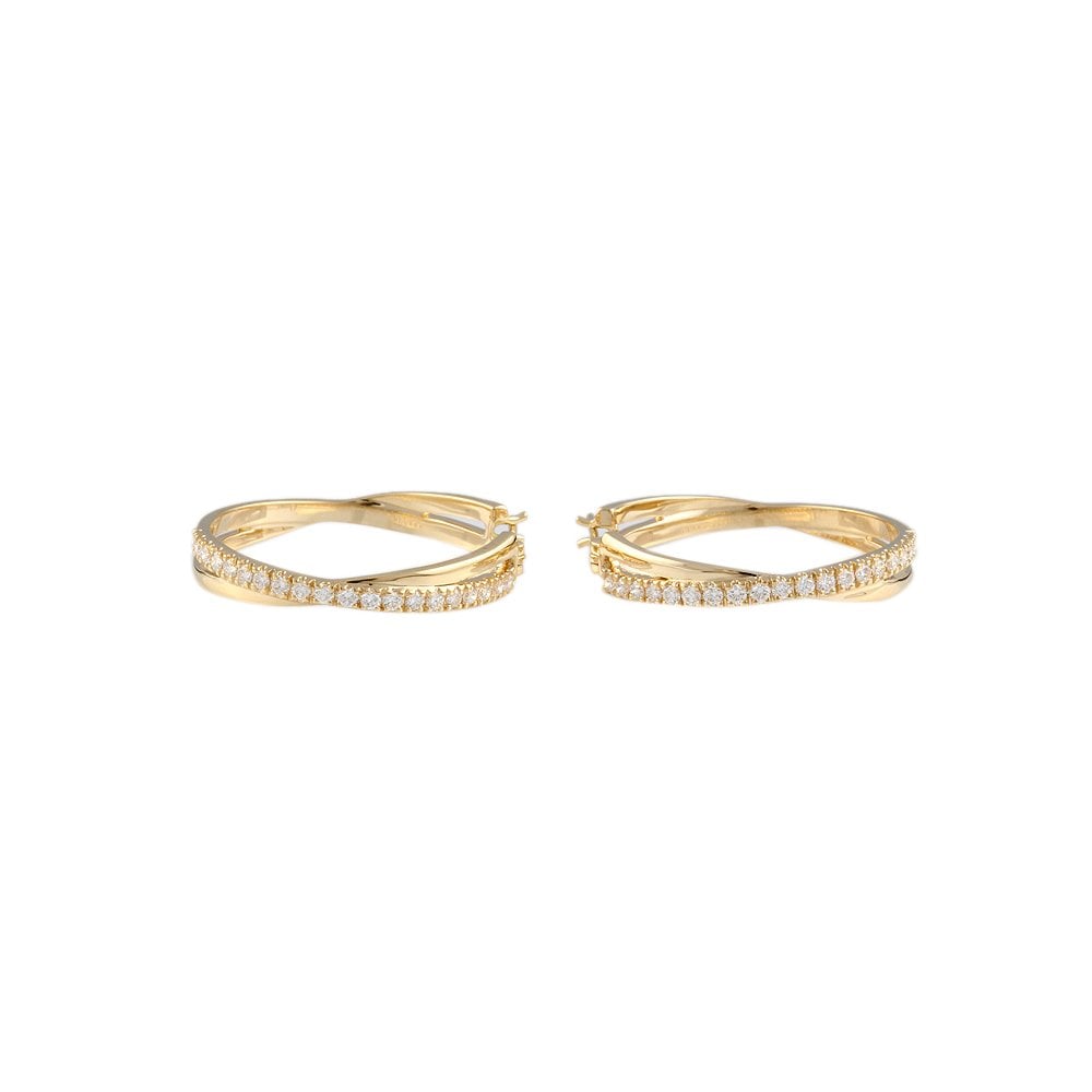Yellow Gold 0.59ct Round Brilliant Cut Diamond Hoop Earrings