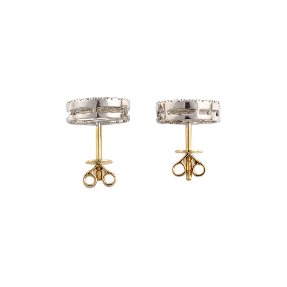 Yellow White Gold 0.32ct Round Brilliant Cut Diamond and 1.14ct Round Tsavorite Cluster Earrings