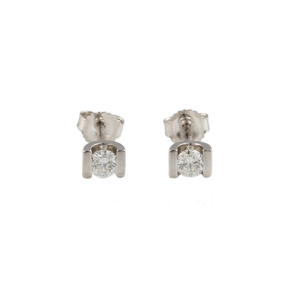 White Gold 0.25ct Round Brilliant Cut Diamond Solitaire Earrings