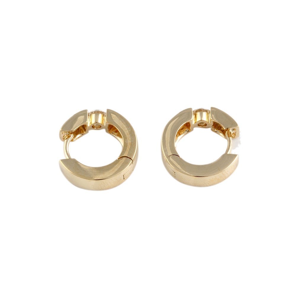 Yellow Gold 0.38ct Round Brilliant Cut Diamond Single Stone Hoop Earrings