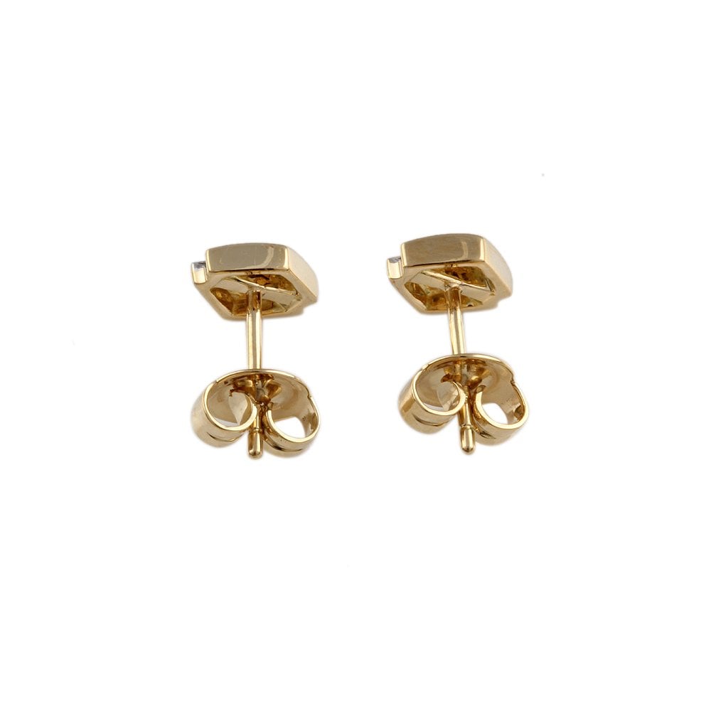 Yellow White Gold Round Brilliant Cut Diamond Stud Earrings Total weight 0.08ct