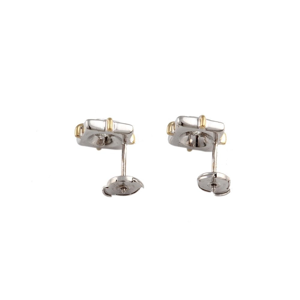 Yellow White Gold 0.52ct Princess Cut Diamond Solitaire Earrings