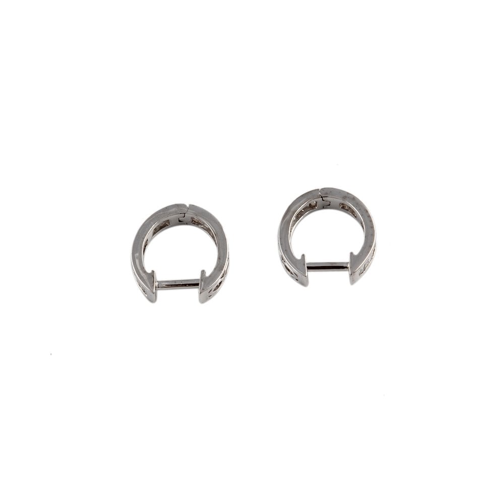 White Gold  Baguette Cut Diamond Hoop Earrings 0.25ct