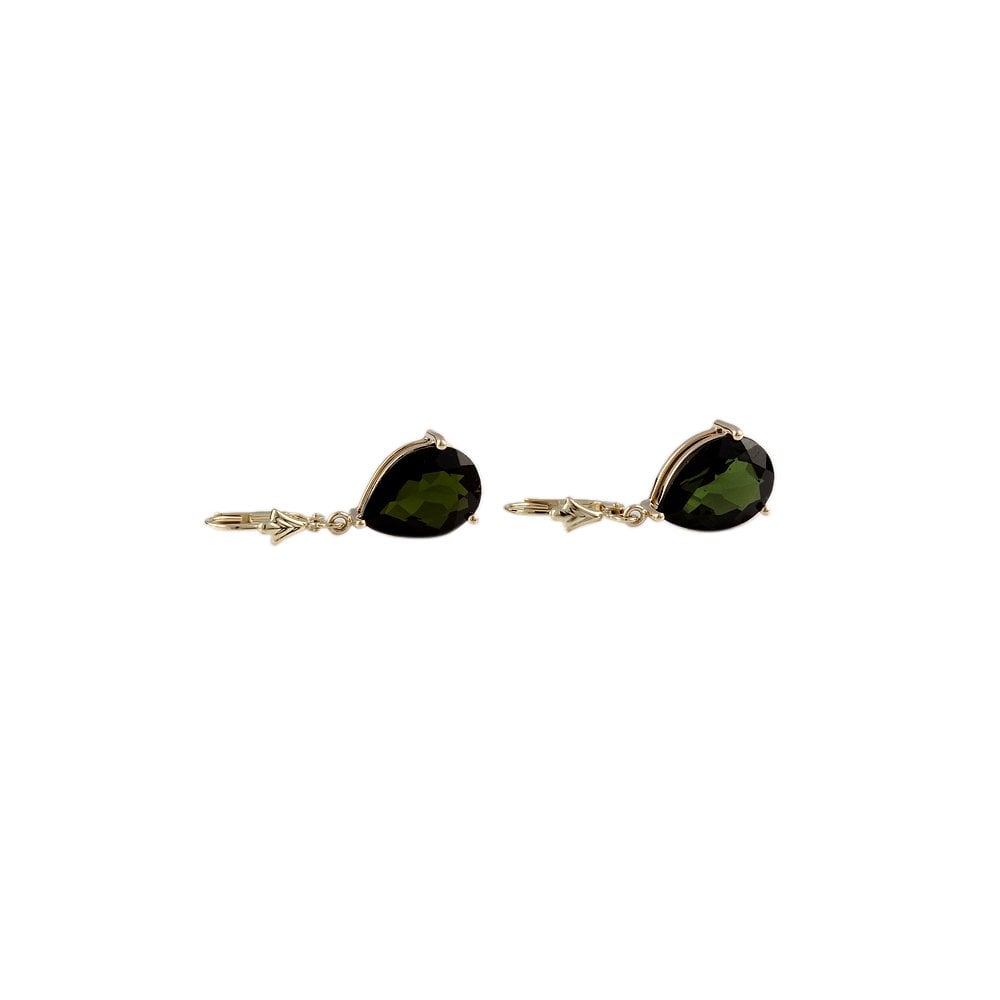 Yellow Gold 10.25ct Pear Shaped Tourmaline Drop Earrings