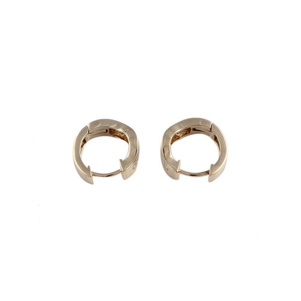 Yellow Gold 0.12ct Round Brilliant Cut Diamond Hoop Earrings
