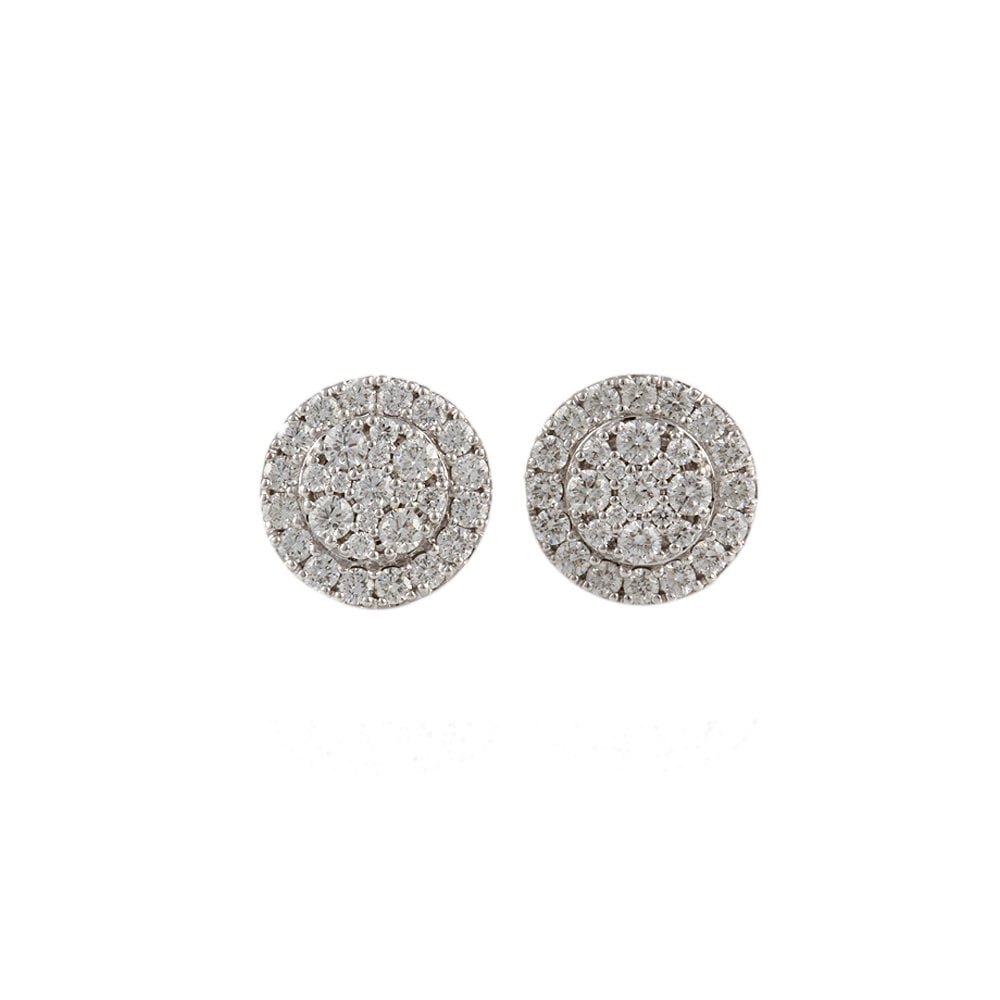 White Gold 1.12ct Round Brilliant Cut Diamond Cluster Earrings