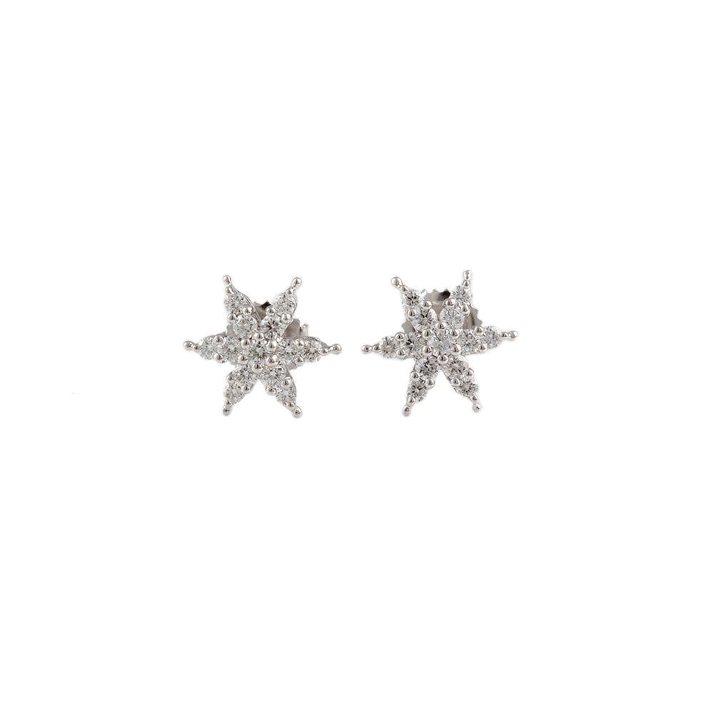 White Gold 0.77ct Round Brilliant Cut Diamonds Star Shaped Studs