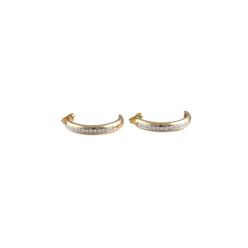 Yellow Gold 0.53ct Round Brilliant Cut Diamond Half Hoop Earrings