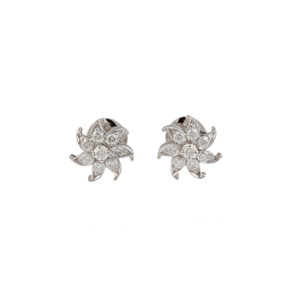 White Gold 0.66ct Round Brilliant Cut Diamond Daisy Cluster Earrings