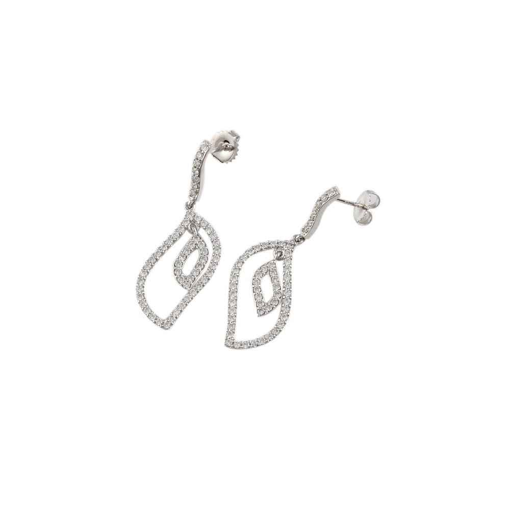 White gold Round Brilliant Cut 1.65ct Diamond Drop Earrings