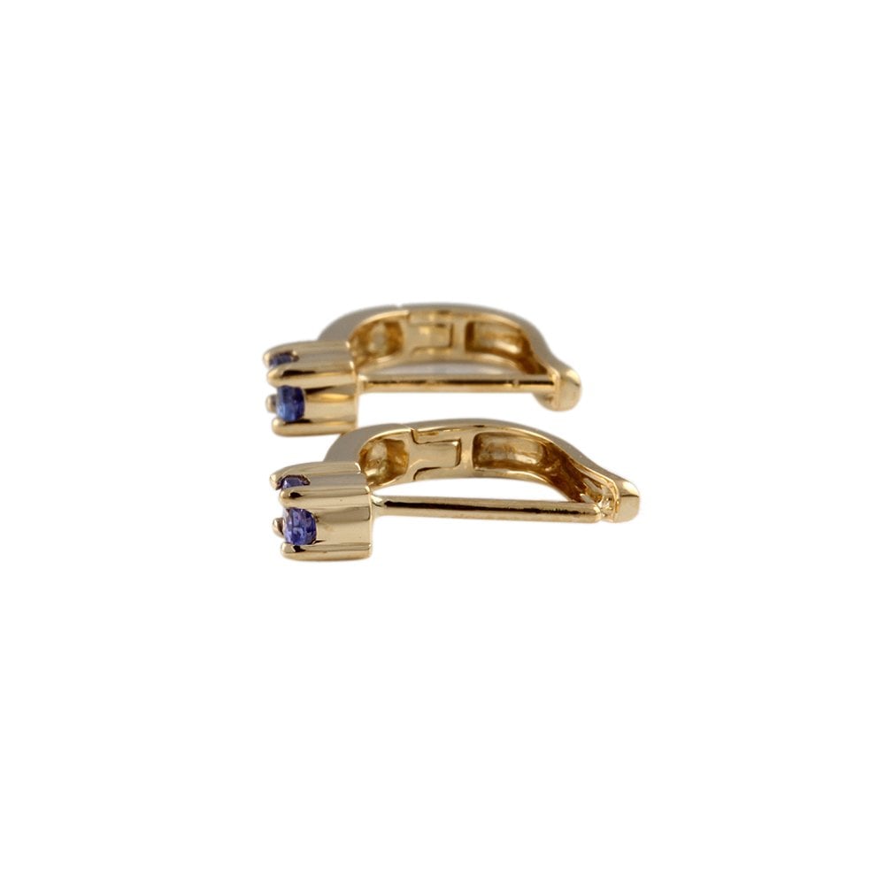 Yellow gold  0.08ct Round Brilliant Cut Diamond and 0.45ct Oval Tanzanite Earrings