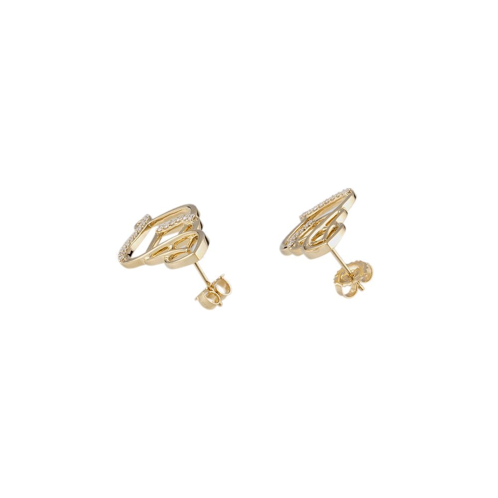 Yellow gold 0.65ct Round Brilliant Cut Diamond Fancy Twist Drop Earrings