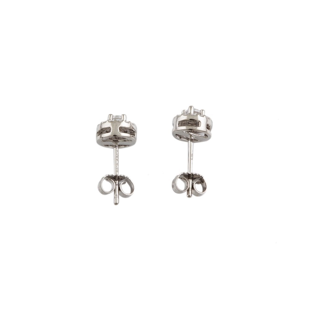 White Gold 0.50ct Round Brilliant Cut Diamond Cluster Earrings