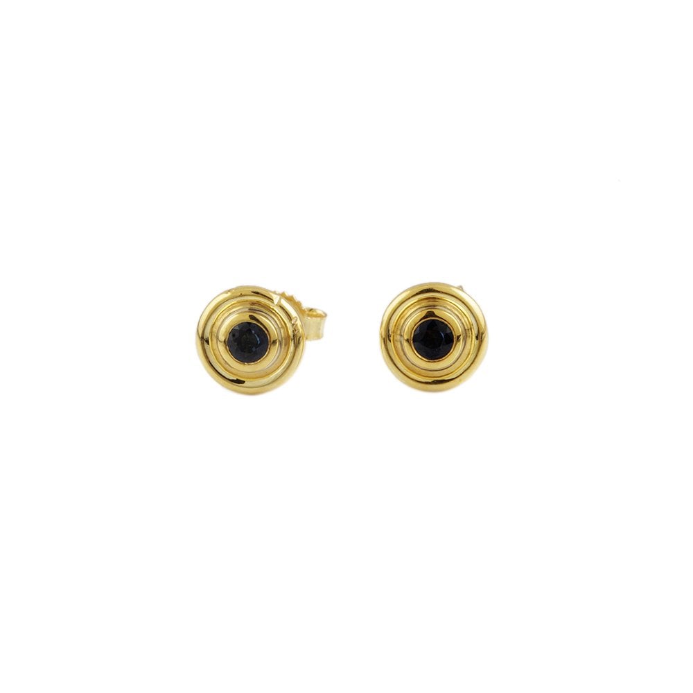 Yellow Gold 0.70ct Round Blue Sapphire Single Stone Stud Earrings