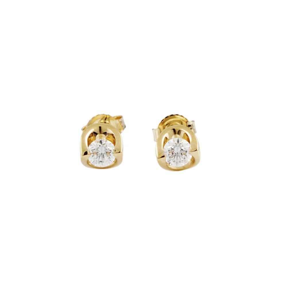 Yellow Gold 0.31ct Round Brilliant Cut Diamond Solitaire Earrings