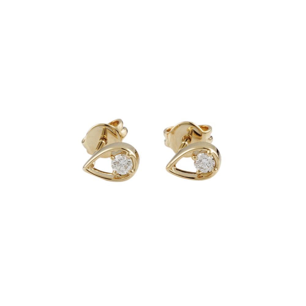 Yellow Gold Round Brilliant Cut Diamond Solitaire Earrings Total Diamond Weight 0.25ct