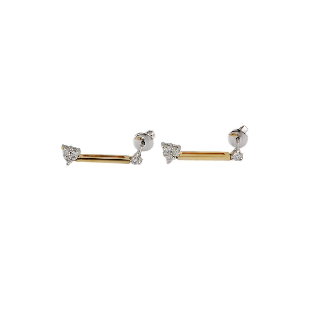 Yellow White Gold 0.20ct Round Brilliant Cut Diamond Bar Drop Earrings