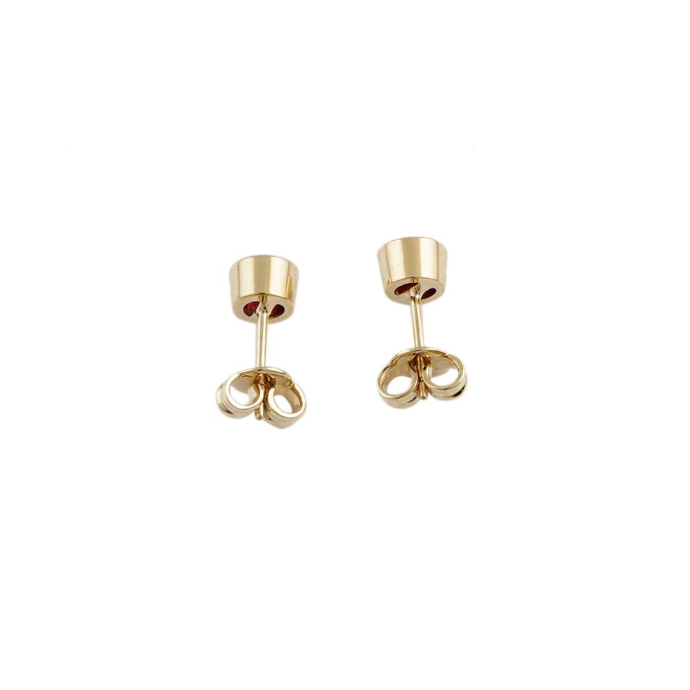 Yellow Gold 0.67ct Round Ruby Single Stone Stud Earrings