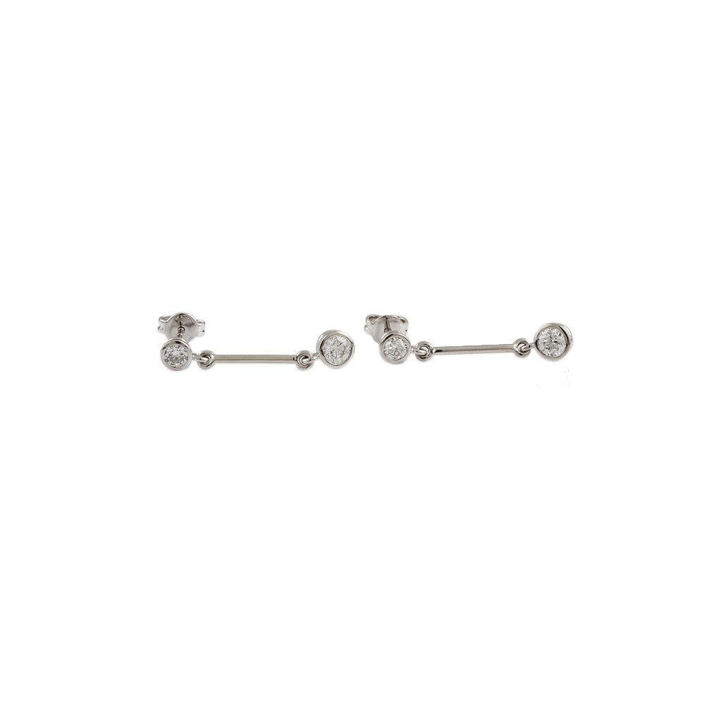 White Gold 1.05ct Round Brilliant Cut Diamond Bar Drop Earrings