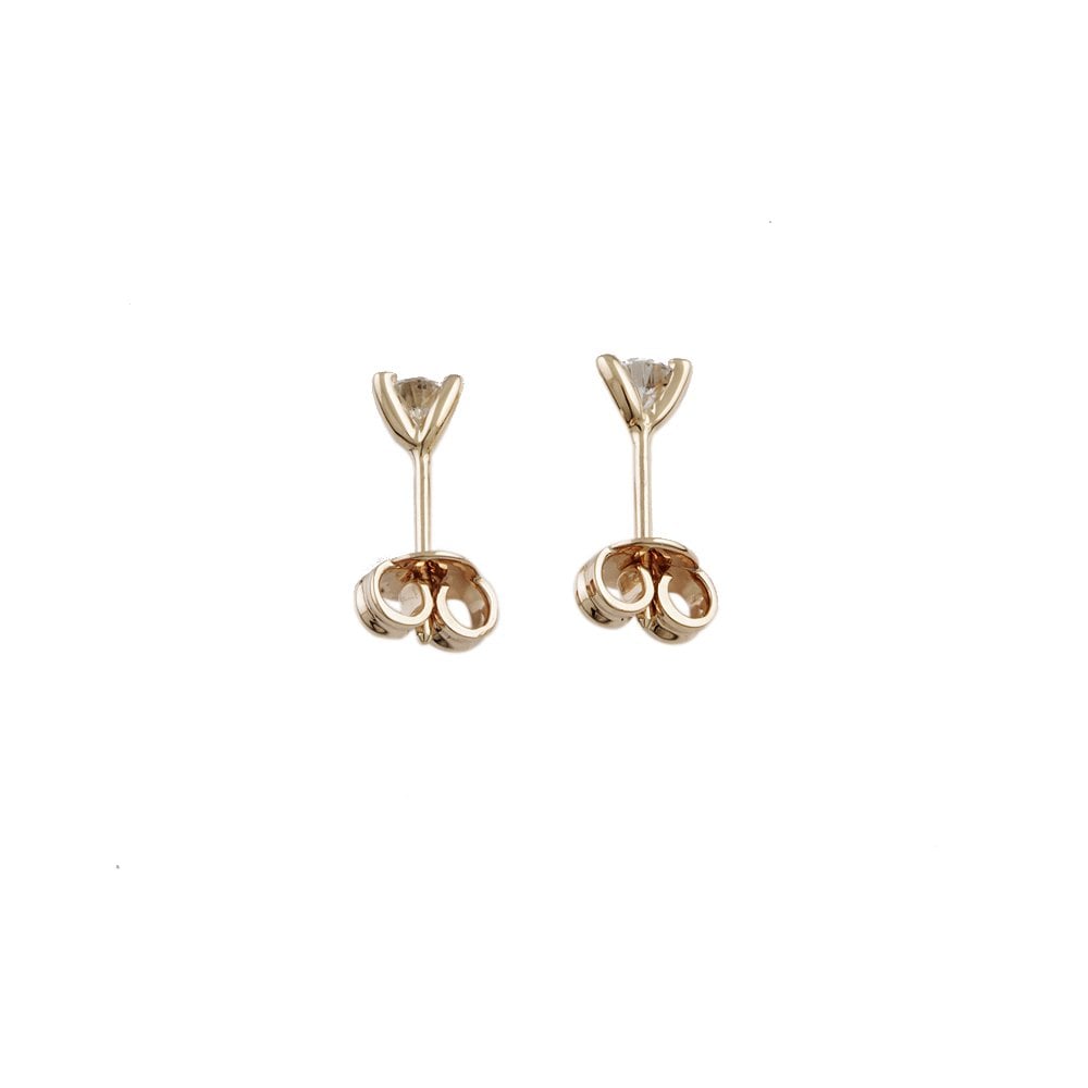 Yellow Gold 0.34ct Round Brilliant Cut Diamond Solitaire Earrings